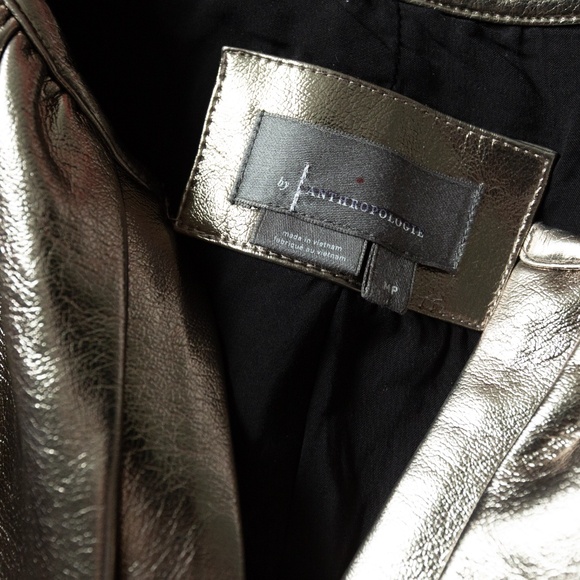 ANTHROPOLOGIE The Somerset Mini Dress: Metallic Faux Leather Edition NWOT - Picture 11 of 14
